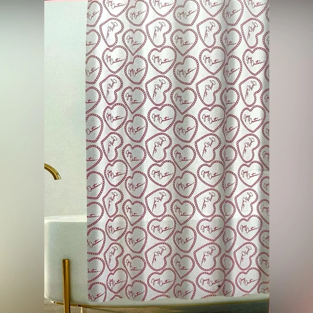 Juicy Couture Semi-Clear Shower Curtain Liner Pink Chain Hearts PEVA 70x72 NWT